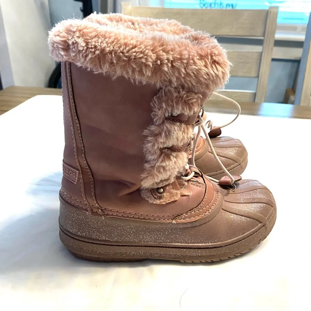 London Fog Collection Winter Snow boots Pink with pink faux fur SZ 3. Worn once